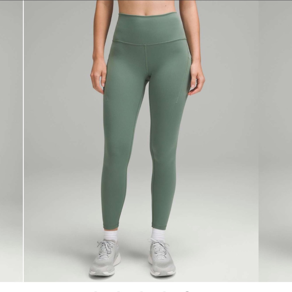 Lululemon Wundertrain HR Leggings w/ Pockets Size 2 Length 25 Grey Eucalyptus